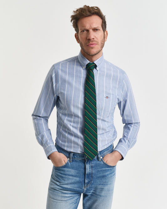GANT - Regular Fit Striped Oxford Shirt, Rich Blue