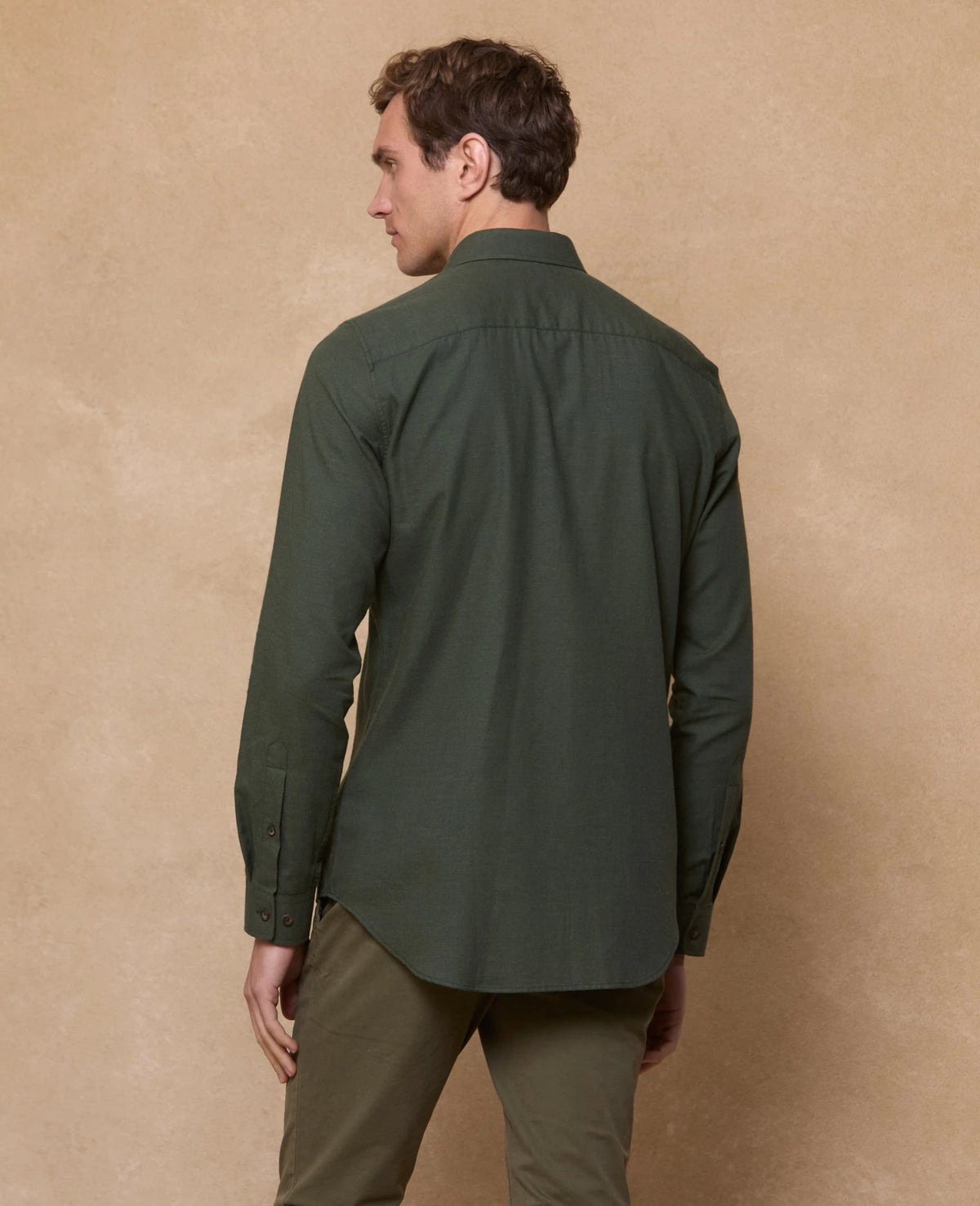 Magee - Tailored Fit Kippure Brushed Cotton Shirt, Forest Green