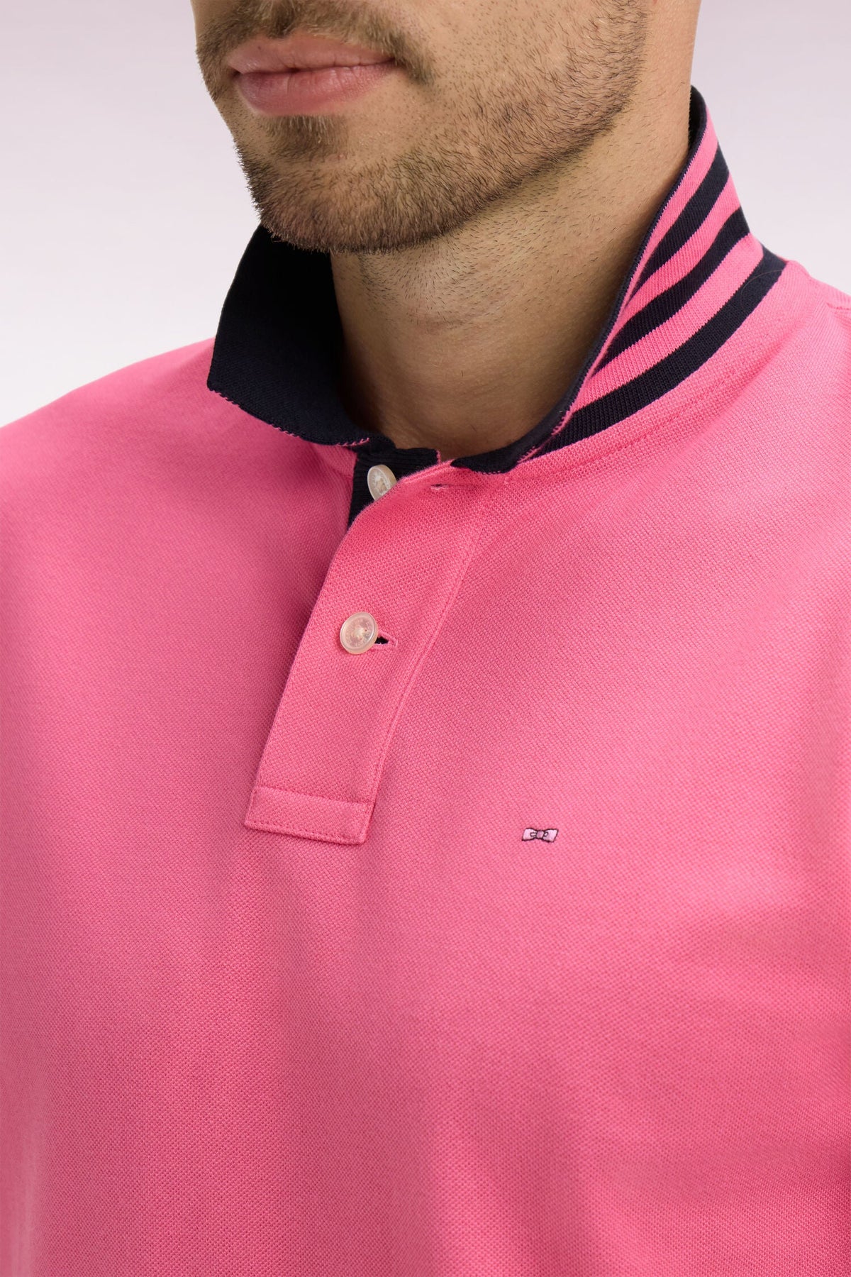 Eden Park - Cotton Contrast Collar Polo Shirt Slim, Fuchsia