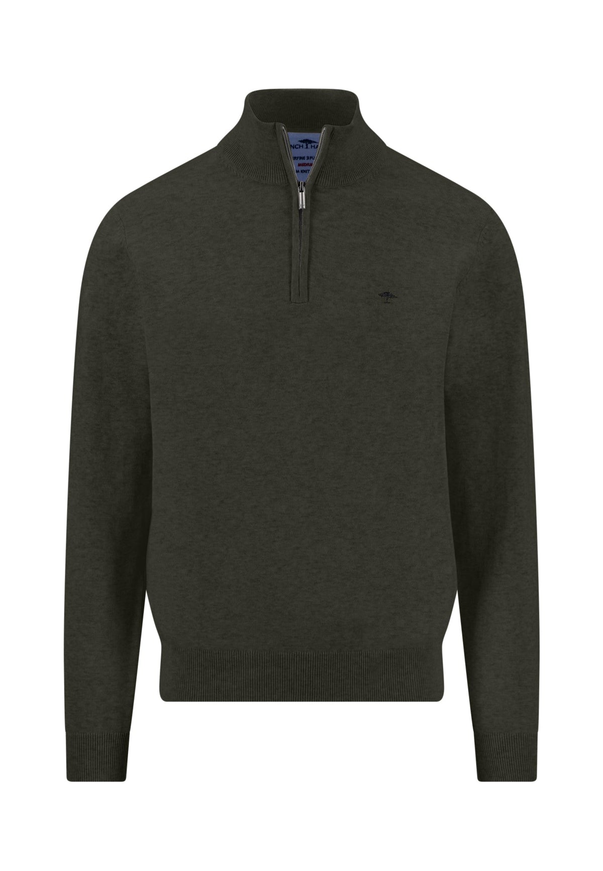Fynch Hatton - Superfine Stand-Up-Collar Cotton Half-Zip, Cypress