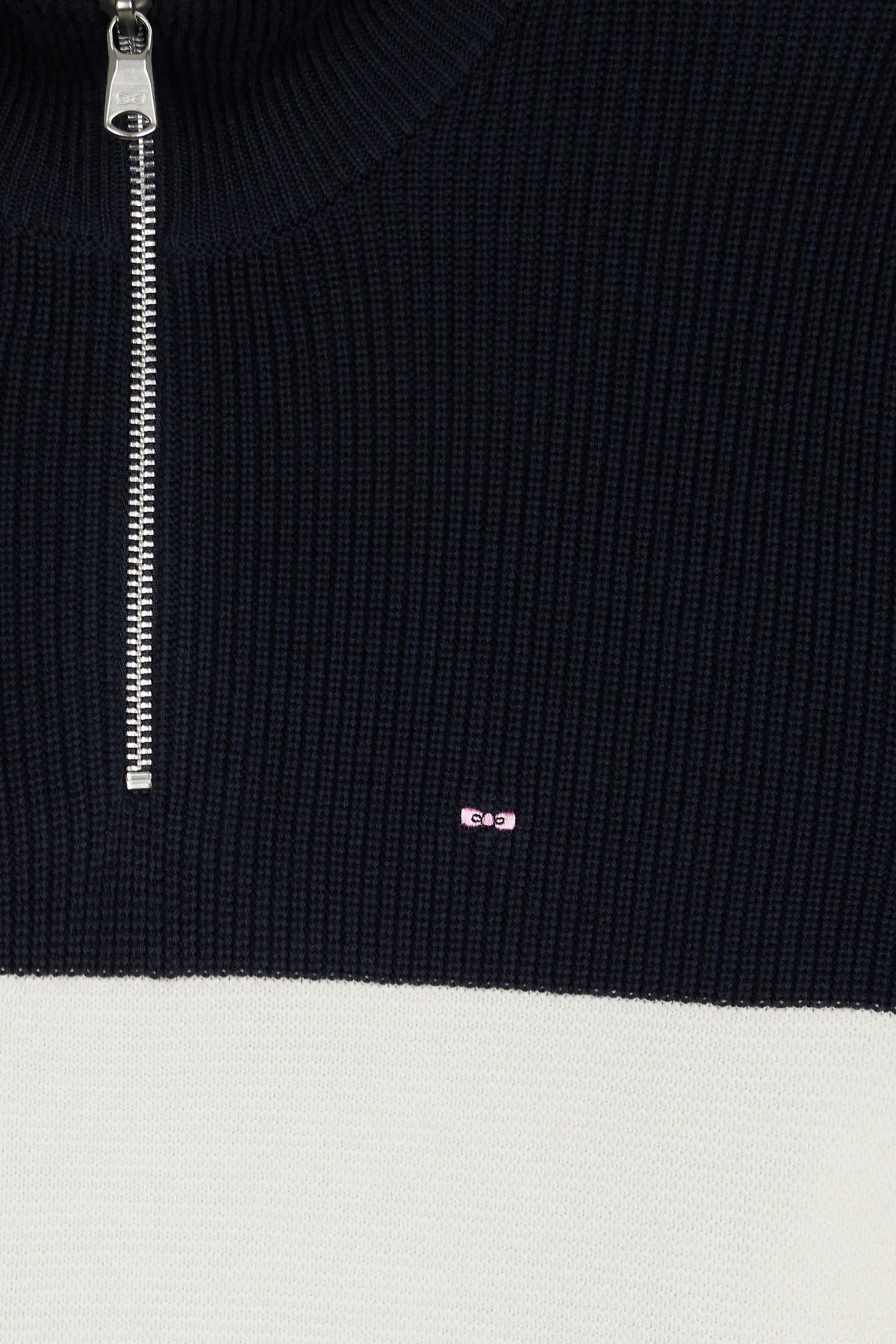 Eden Park - Heavy Cotton Trucker Neck Quarter-Zip, Navy / Brown (XXL Only)