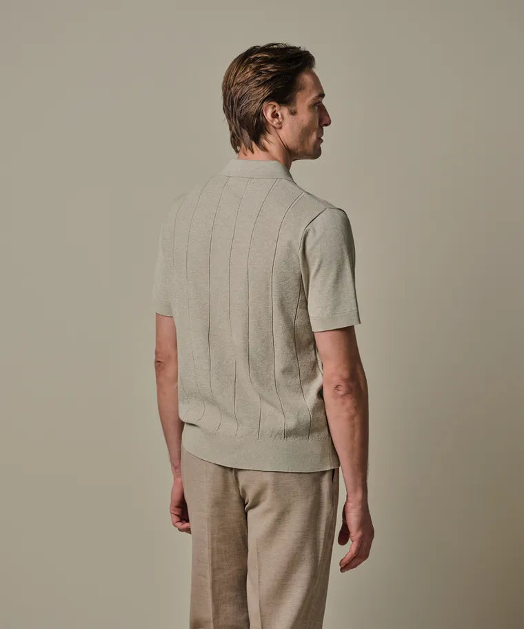 Profuomo - Aero Ease Polo, Beige Striped