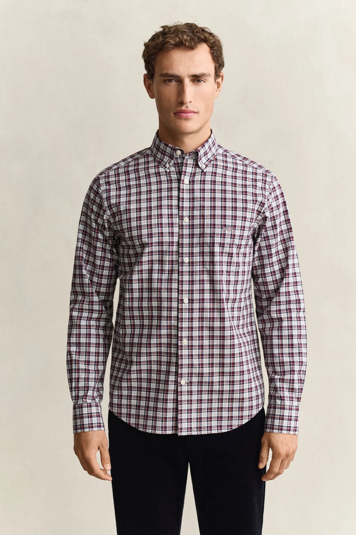 GANT - Reg Poplin Check Shirt, Deep Grape Vine