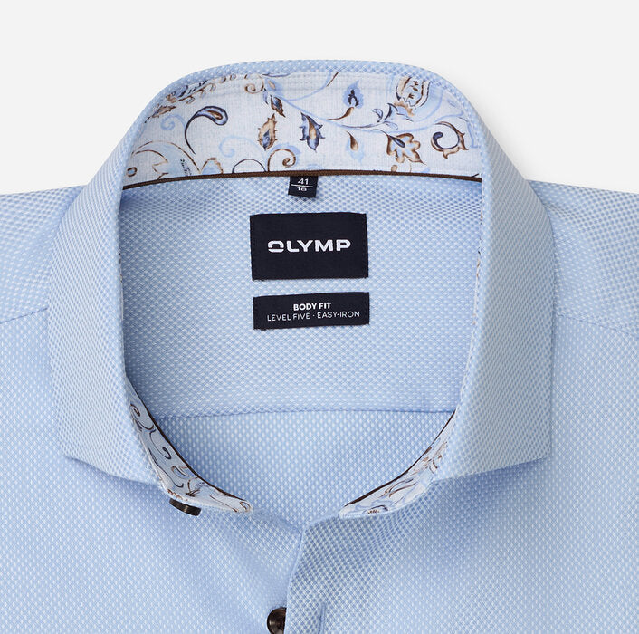OLYMP - Level Five Body Fit Royal Kent Business Shirt, Bleu Textured