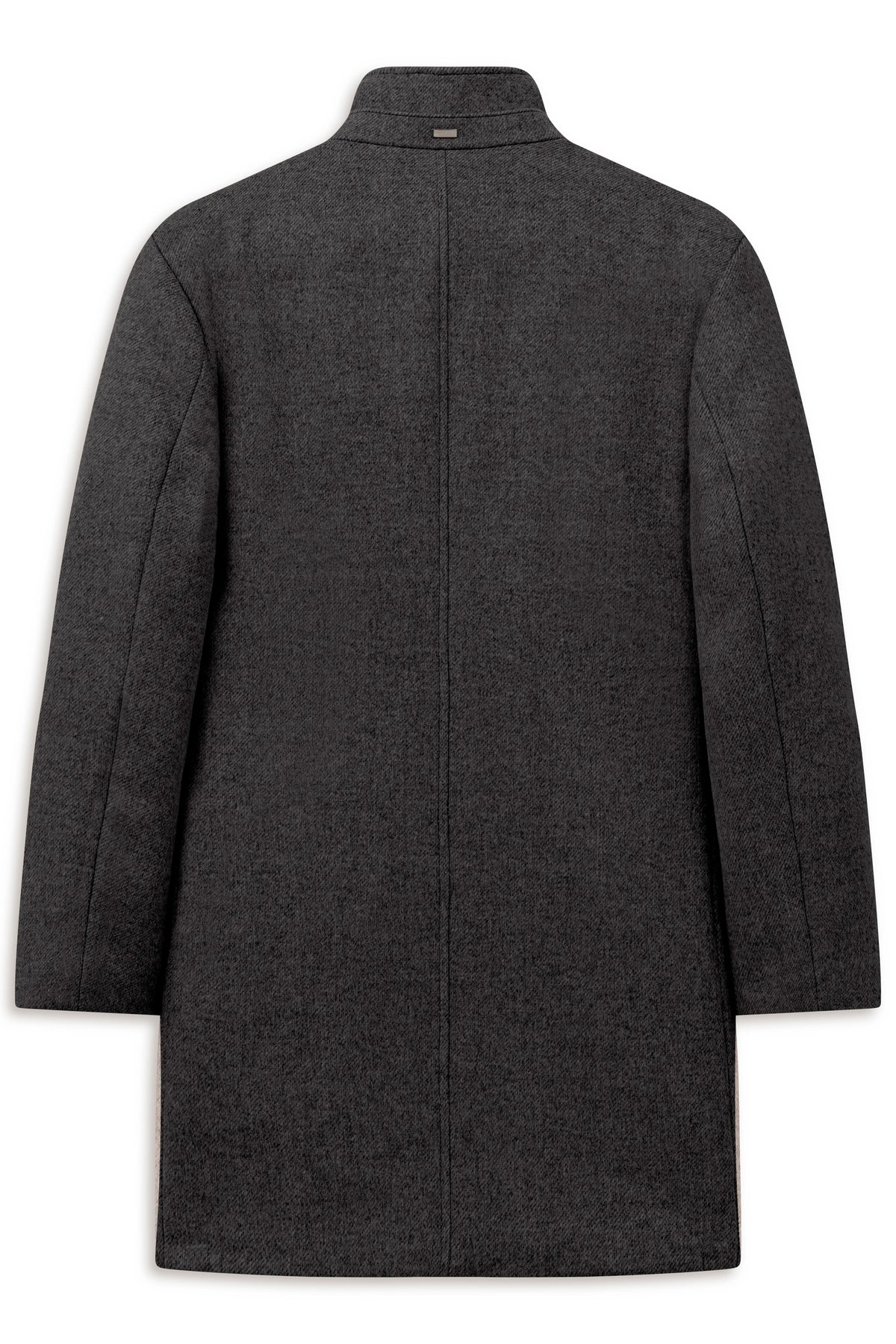 Bugatti - Wool Stand-Up Collar Overcoat, Charcoal