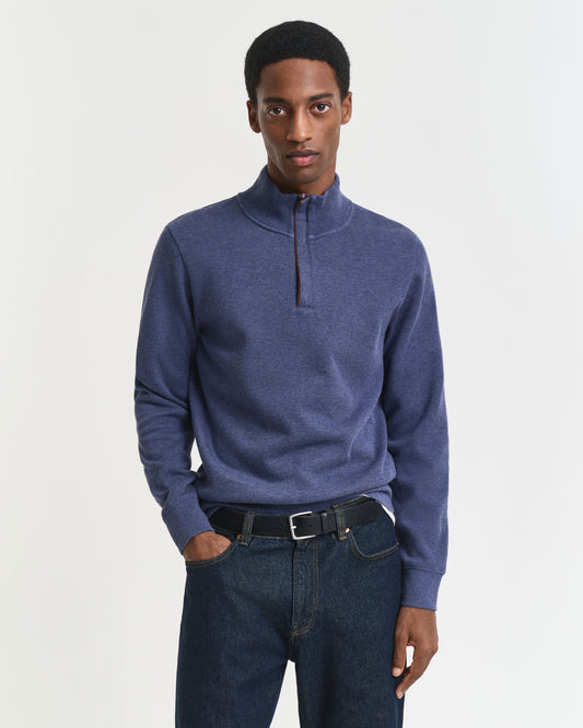 GANT - Sacker Rib Half-Zip, Dark Jeansblue Melange