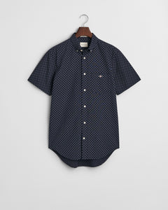 GANT - Reg Micro Print Short Sleeve Shirt, Evening Blue