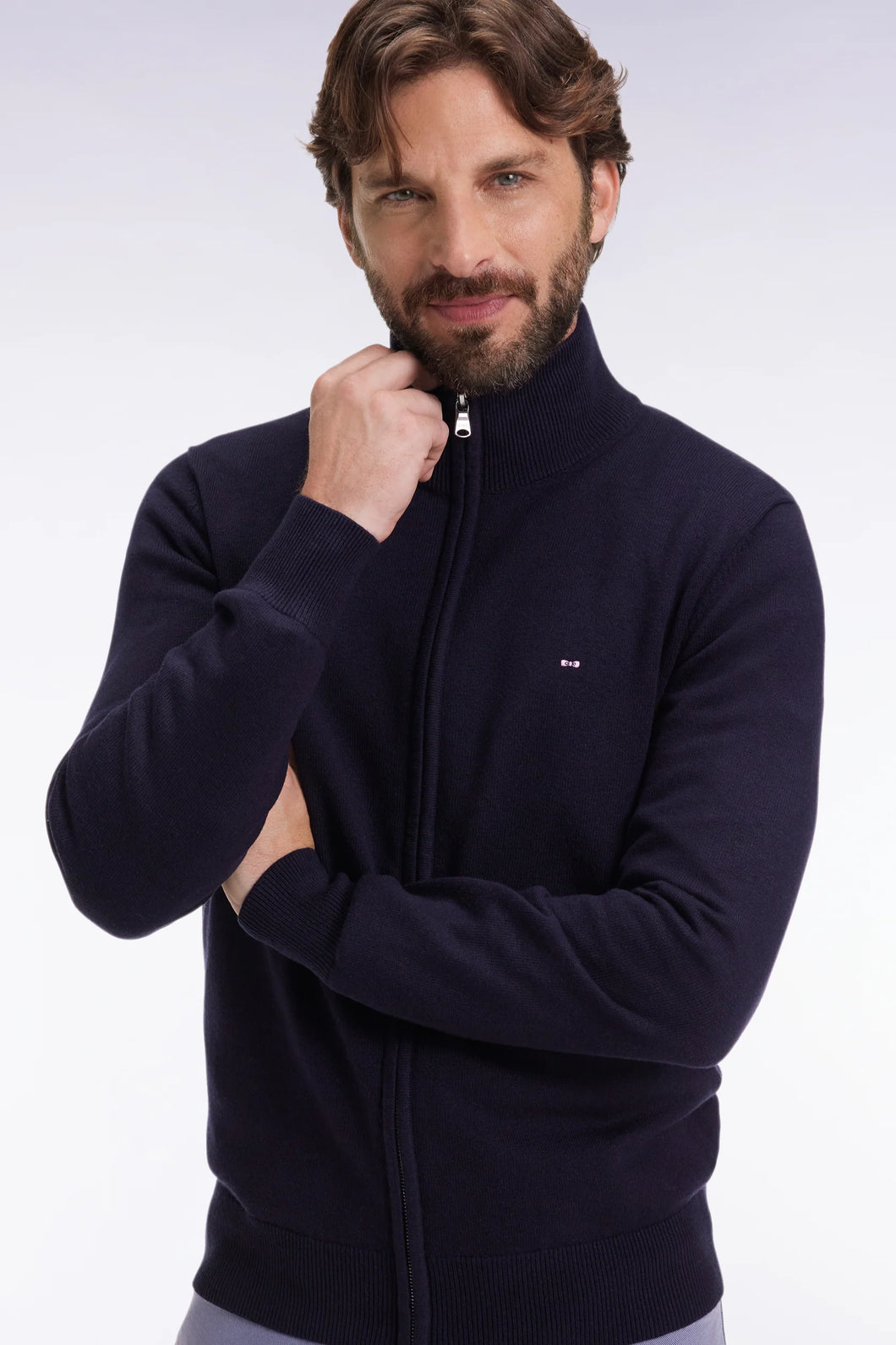 Eden Park - Wool Blend Full Zip Cardigan, Navy