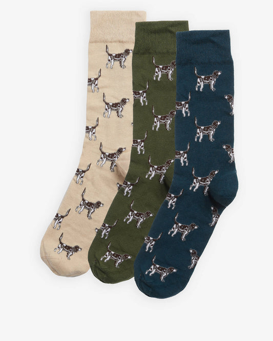 Barbour - Dog Pointer 3-Pack Sock Gift Set, Forest Mist