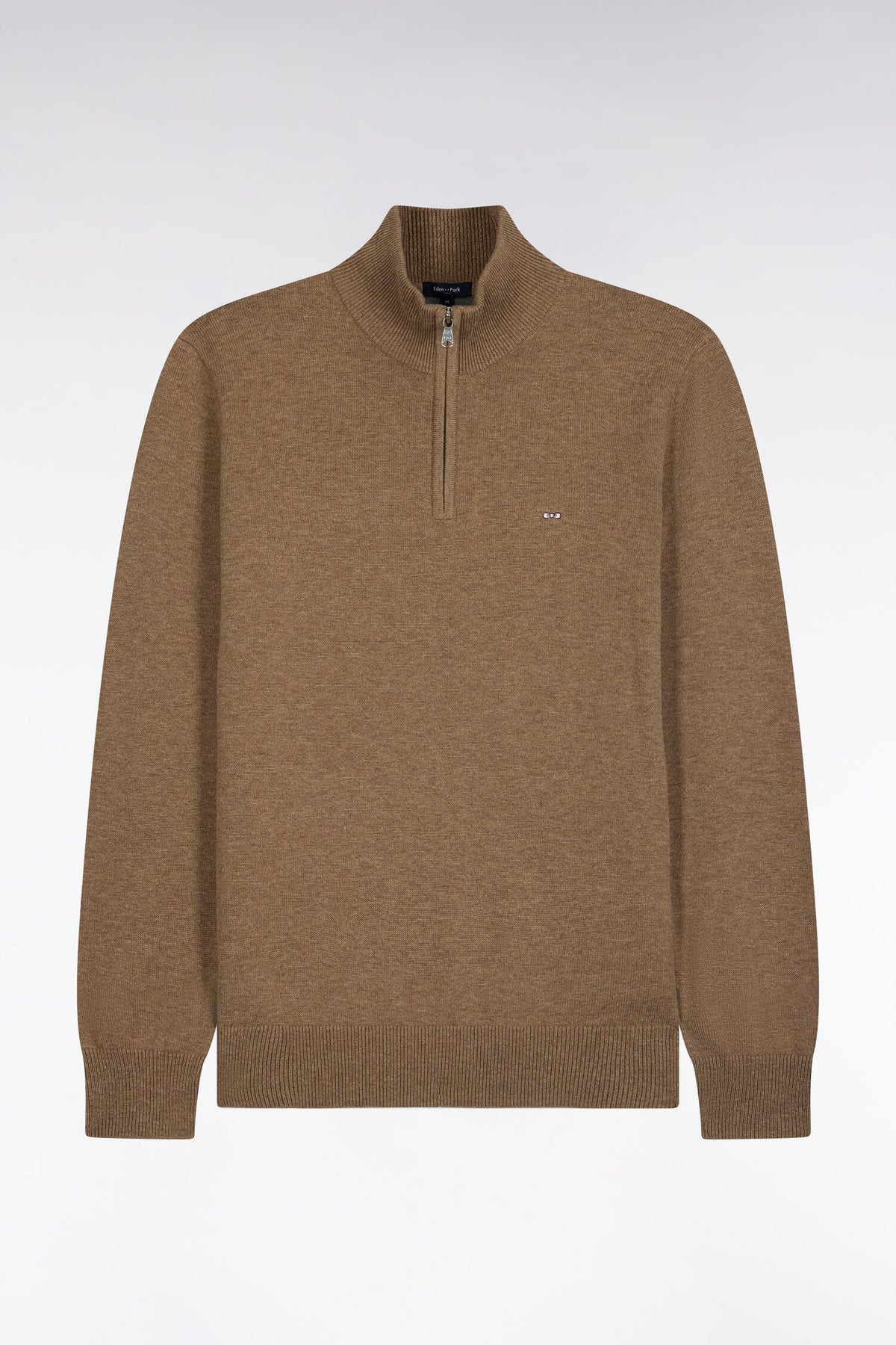 Eden Park - Wool Blend Trucker Neck Quarter-Zip, Coffee Beige