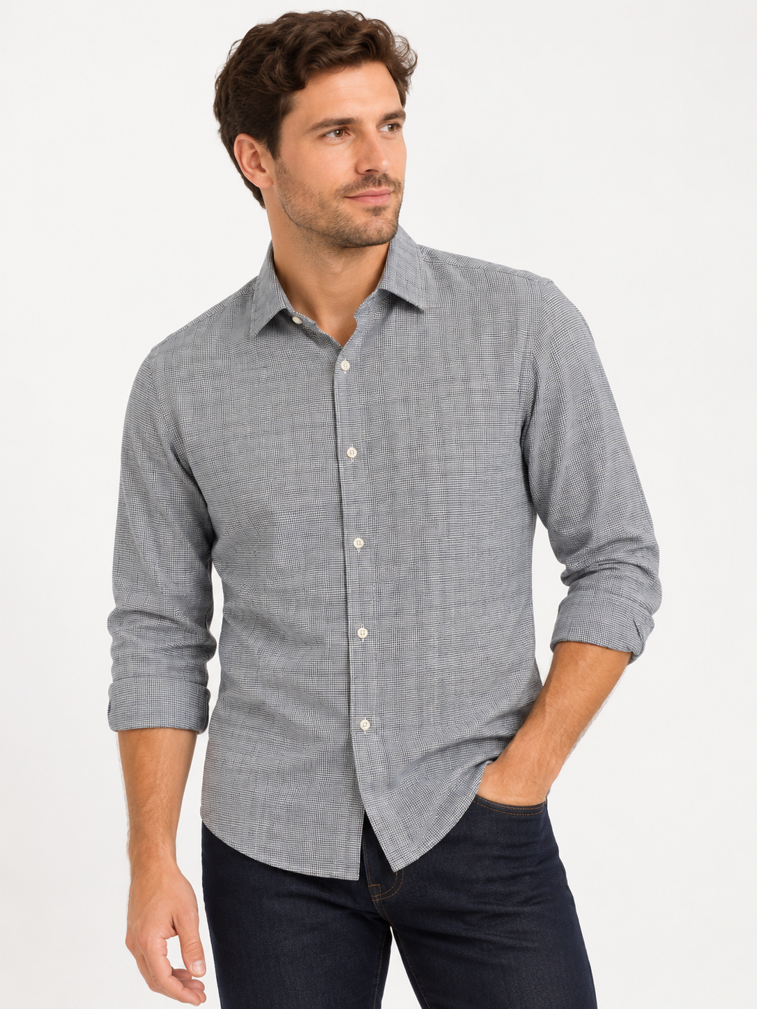 GANT - Cotton Regular Fit Jaspé Glencheck Shirt, Classic Blue