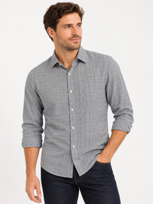 GANT - Cotton Regular Fit Jaspé Glencheck Shirt, Classic Blue