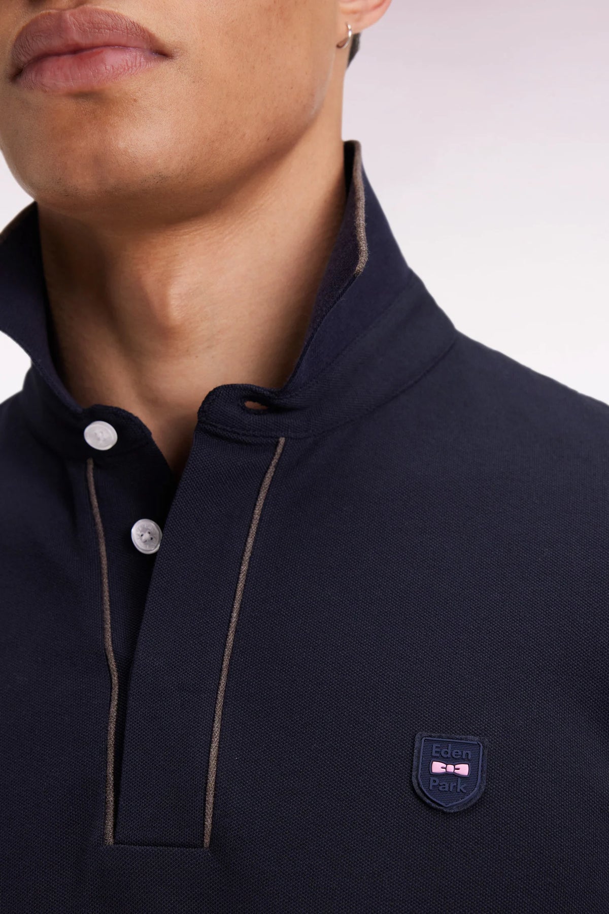 Eden Park - Long-sleeve Cotton Polo Shirt, Navy