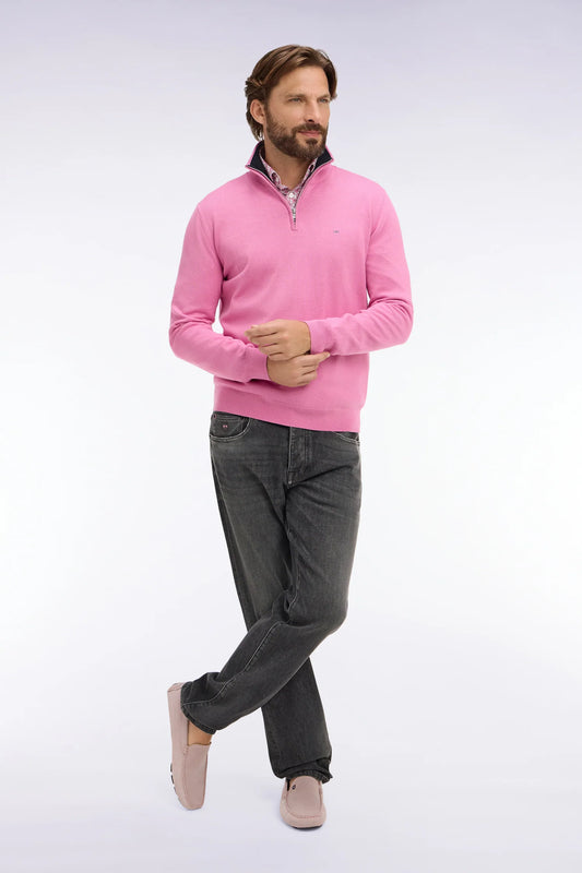 Eden Park - Cotton Trucker Neck Quarter-Zip, Pink