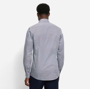 OLYMP - Level Five Body Fit Business Shirt, New York Kent, White Pattern