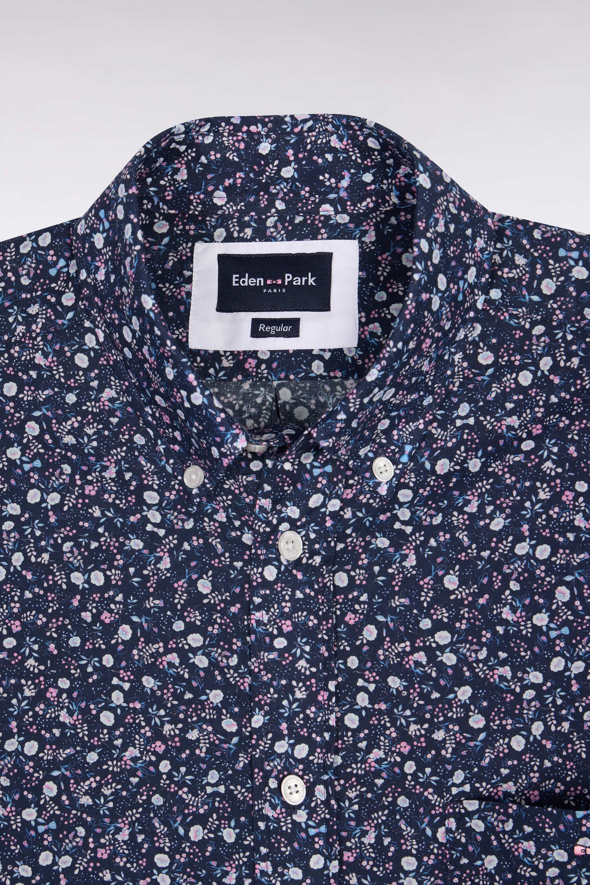 Eden Park - Short-Sleeve Cotton Poplin Shirt, Navy Floral
