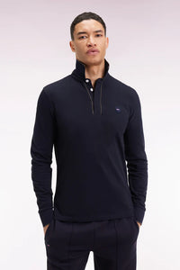 Eden Park - Stretch Cotton Long Sleeved Polo Shirt, Black