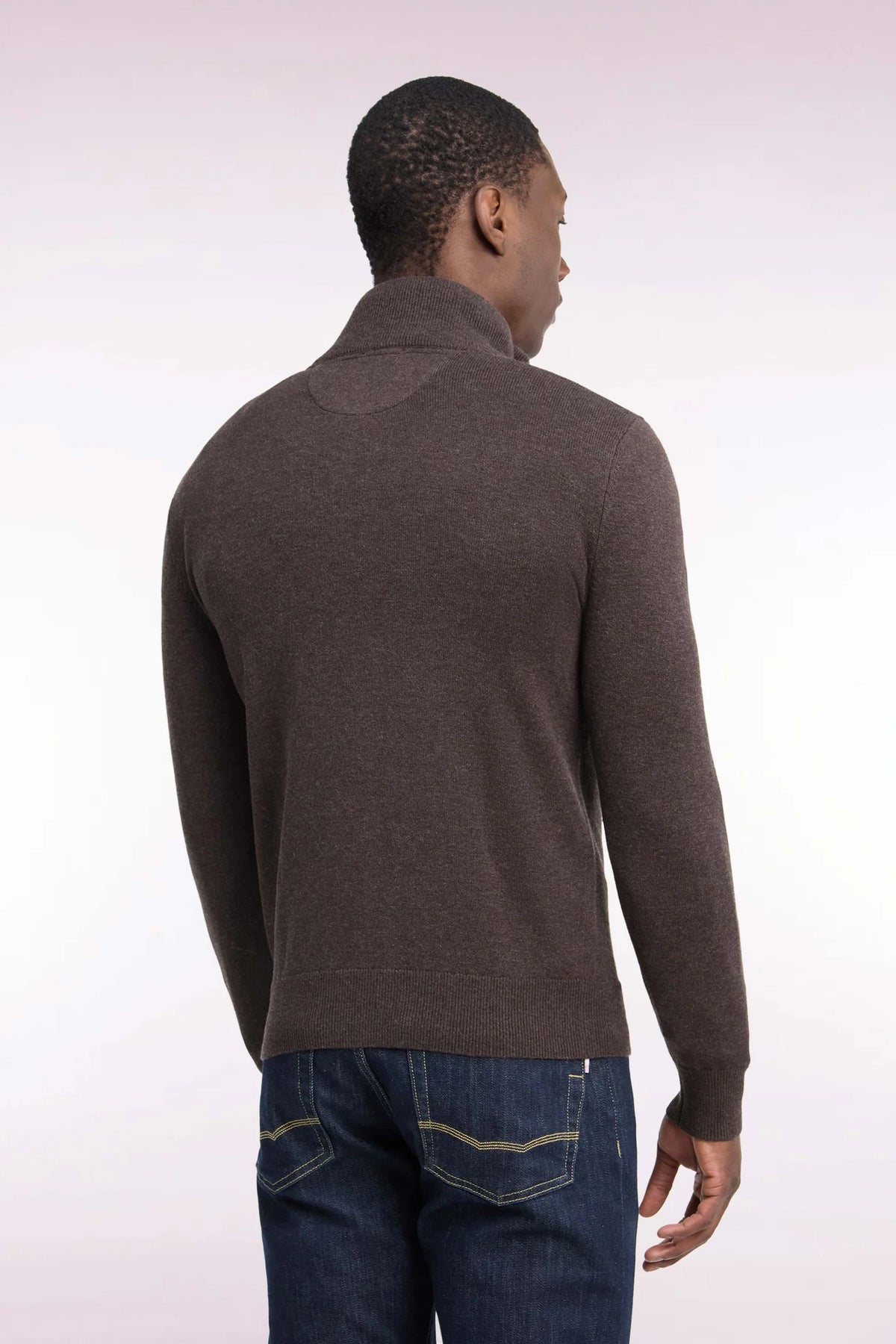 Eden Park - Wool Blend Trucker Neck Quarter-Zip, Brown