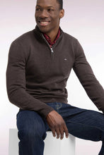 Load image into Gallery viewer, Eden Park - Wool Blend Trucker Neck Quarter-Zip, Brown
