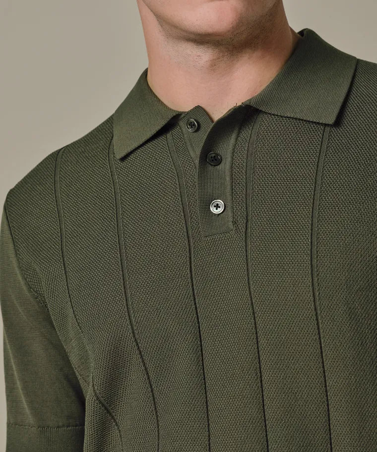 Profuomo - Aero Ease Polo, Green Striped