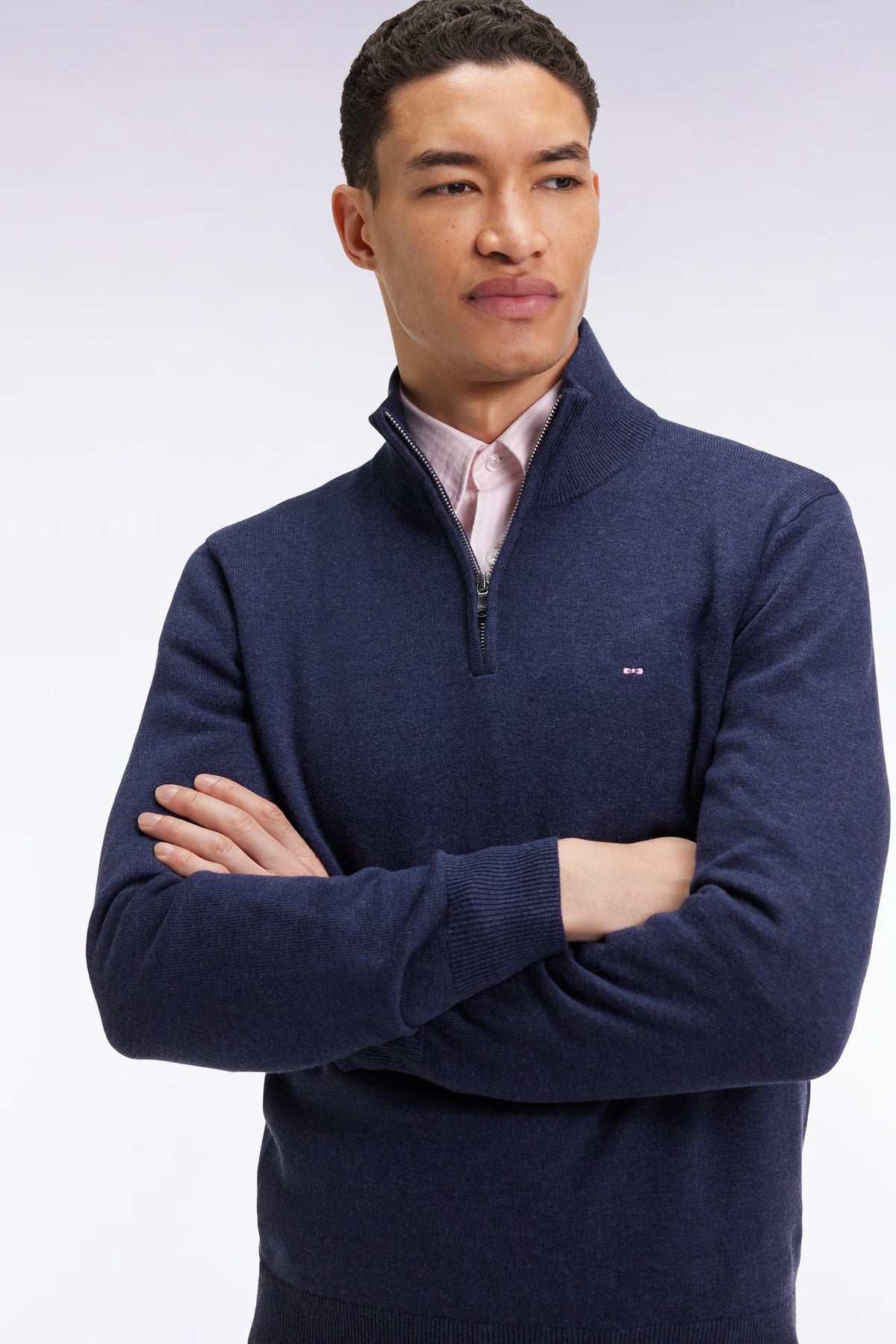 Eden Park - Wool Blend Trucker Neck Quarter-Zip, Blue