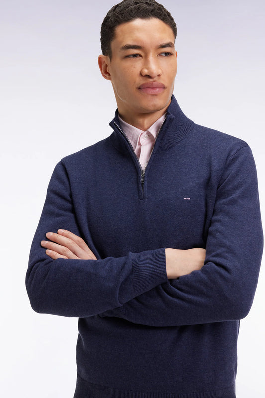 Eden Park - Wool Blend Trucker Neck Quarter-Zip, Blue