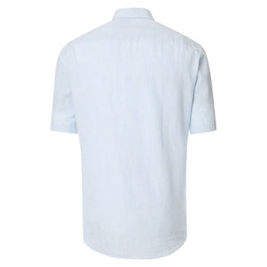 Casa Moda - Short Sleeve Linen Shirt, Blue Stripe