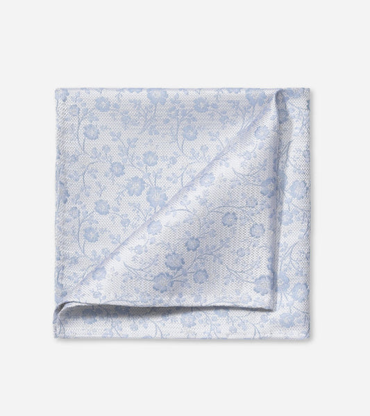 Olymp- Floral Silk Pocket Square, Smoke Blue