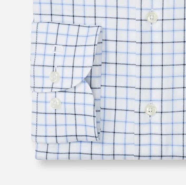OLYMP - Luxor 24/Seven Modern Fit New Kent Business Shirt, Bleu Check