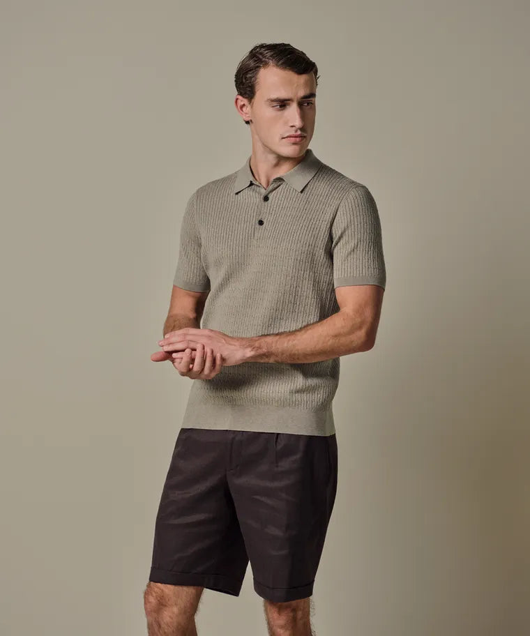 Profuomo - Luxury Ribbed Polo, Beige