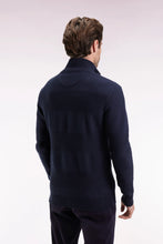 Load image into Gallery viewer, Eden Park - Cotton Trucker Neck Quarter-Zip With Stripe Effect, Navy
