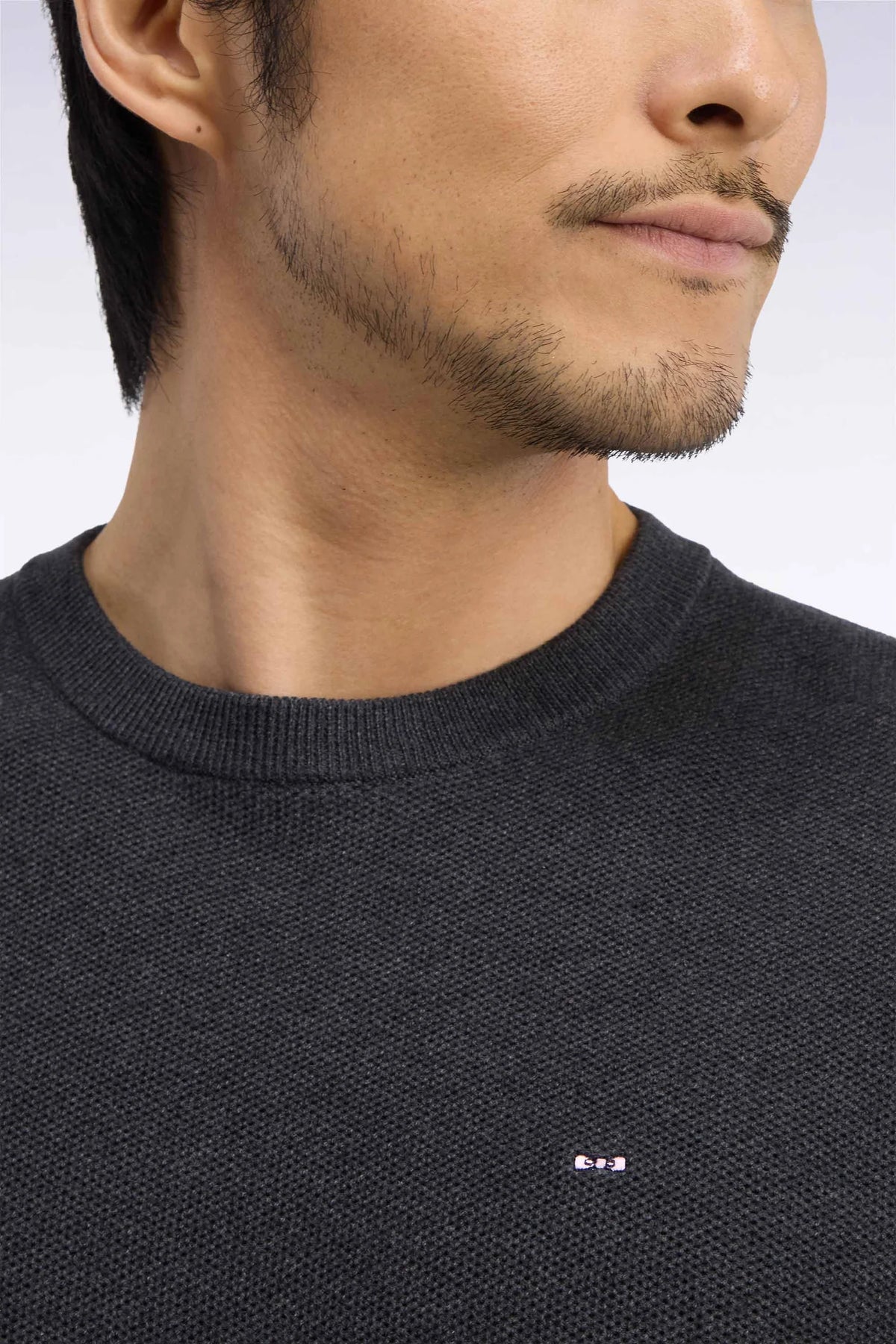 Eden Park - Honeycomb Cotton Round Neck, Dark Grey