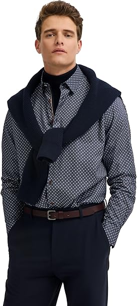 Bugatti - Shirt - Navy Diamond Pattern