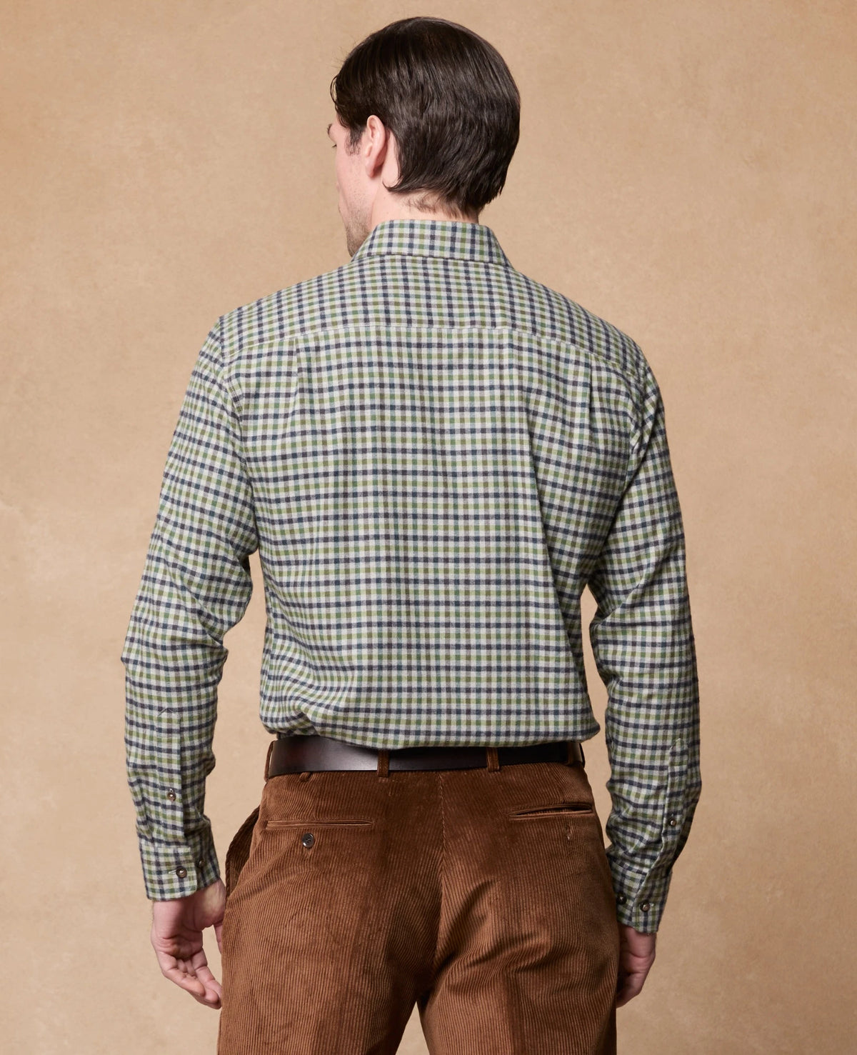 Magee - Classic Fit Nephin Cashmere Blend Shirt, Green Gingham