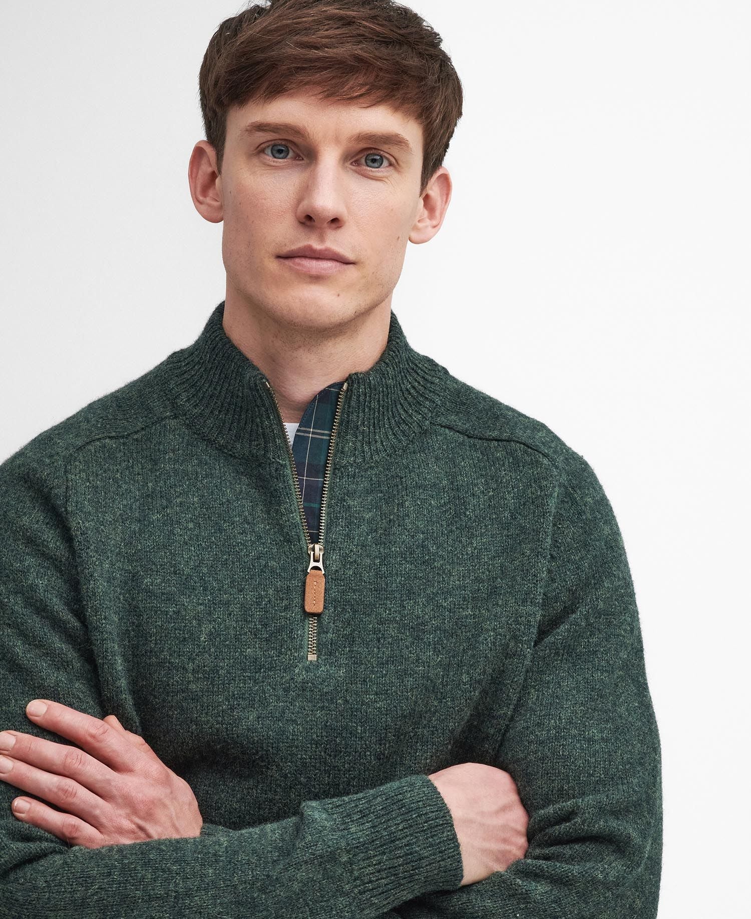 Barbour Talder Half Zip, Seaweed Barbour Tector Menswear