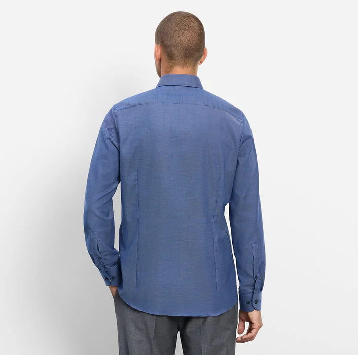 OLYMP - Level Five Body Fit Royal Kent Business Shirt, Marine Dotted
