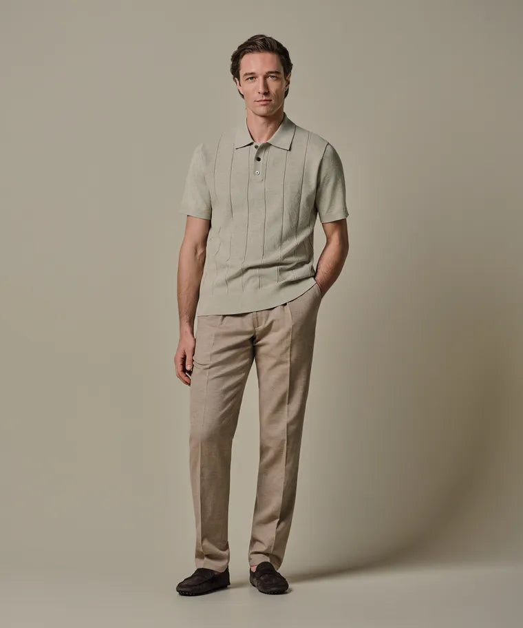 Profuomo - Aero Ease Polo, Beige Striped