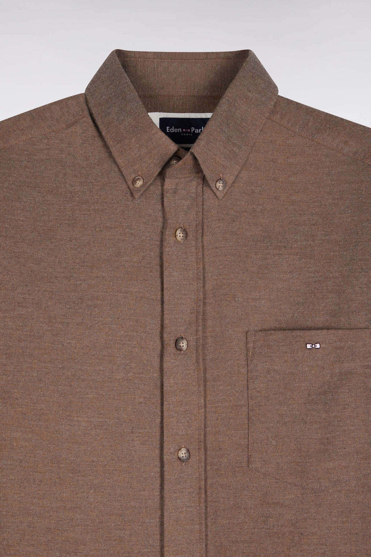 Eden Park - Straight Cut Plain Cotton Shirt, Brown