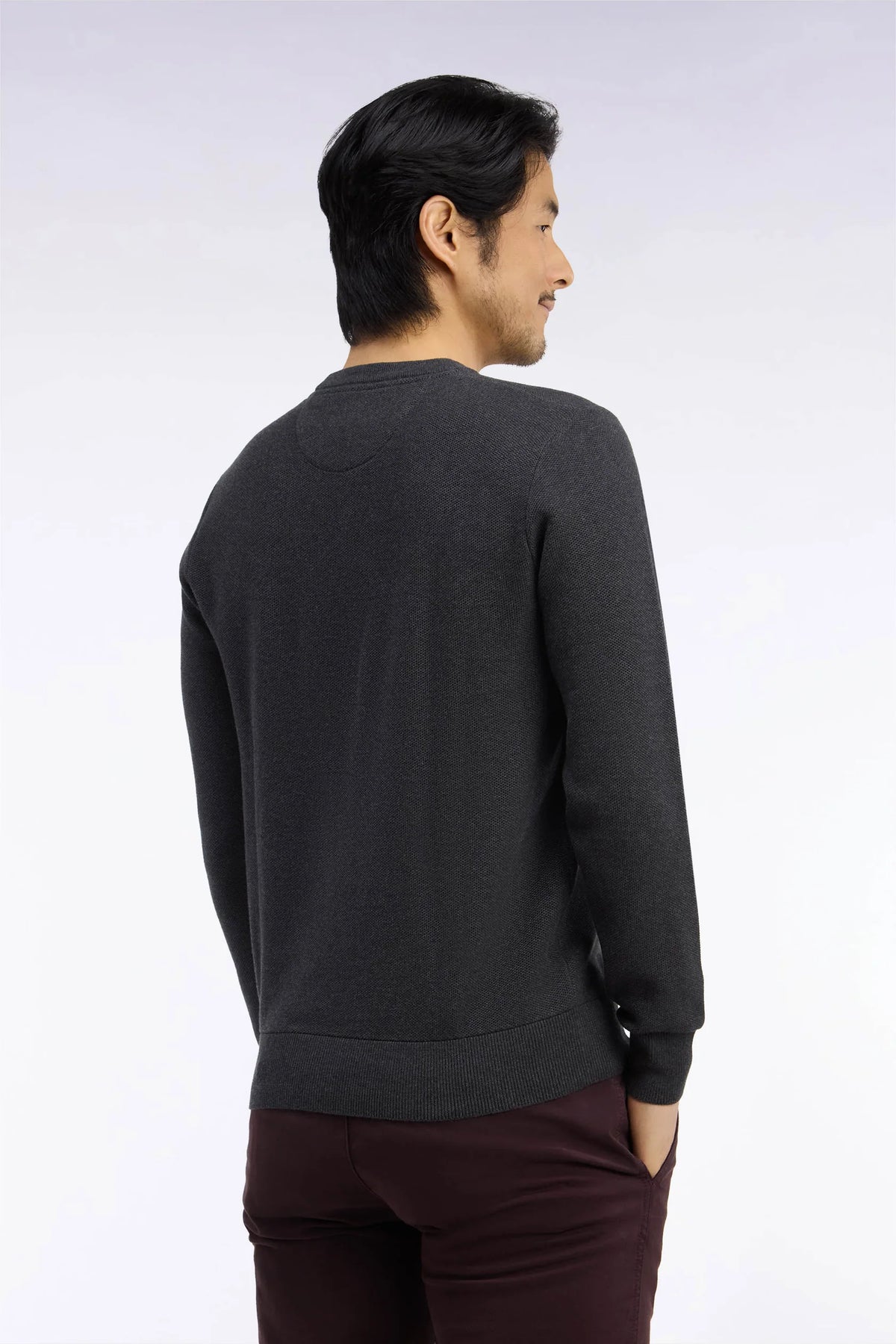 Eden Park - Honeycomb Cotton Round Neck, Dark Grey