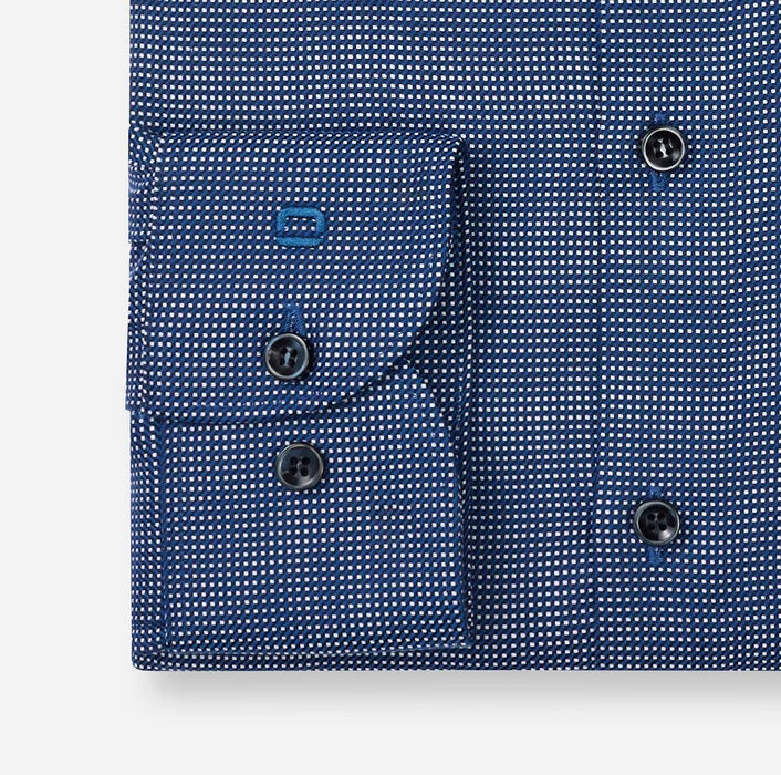 OLYMP - Level Five Body Fit Royal Kent Business Shirt, Marine Dotted