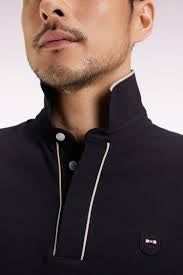 Eden Park - Stretch Cotton Long Sleeved Polo Shirt, Black