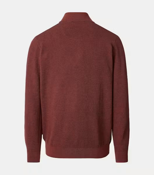 Casa Moda - Knit Troyer Half-Zip Sweater, Dark Red