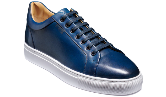 Barker - Sam, Handpainted Leather Trainer, Navy (8, 11, 12 only)