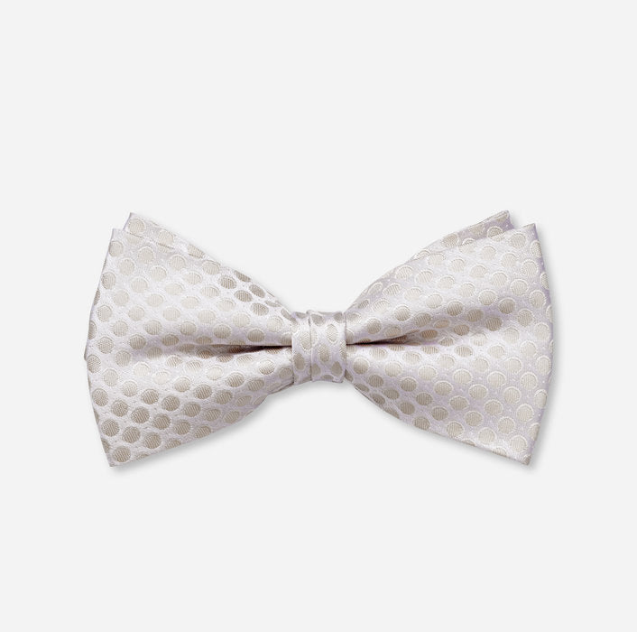 Olymp- Bow Tie/ Pocket Square Silk Pokadot Set, Nautral