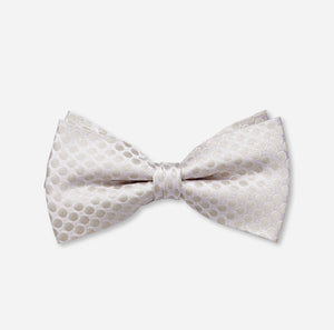Olymp- Bow Tie/ Pocket Square Silk Pokadot Set, Nautral