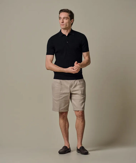 Profuomo - Luxury Ribbed Polo, Navy