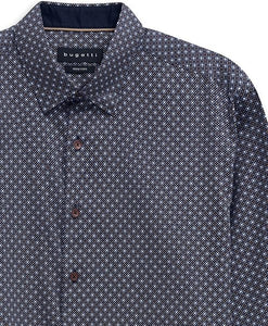 Bugatti - Shirt - Navy Diamond Pattern
