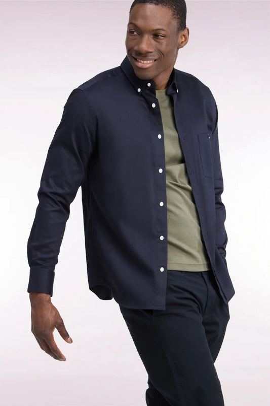 Eden Park - Straight-Cut Cotton Pique Shirt, Navy