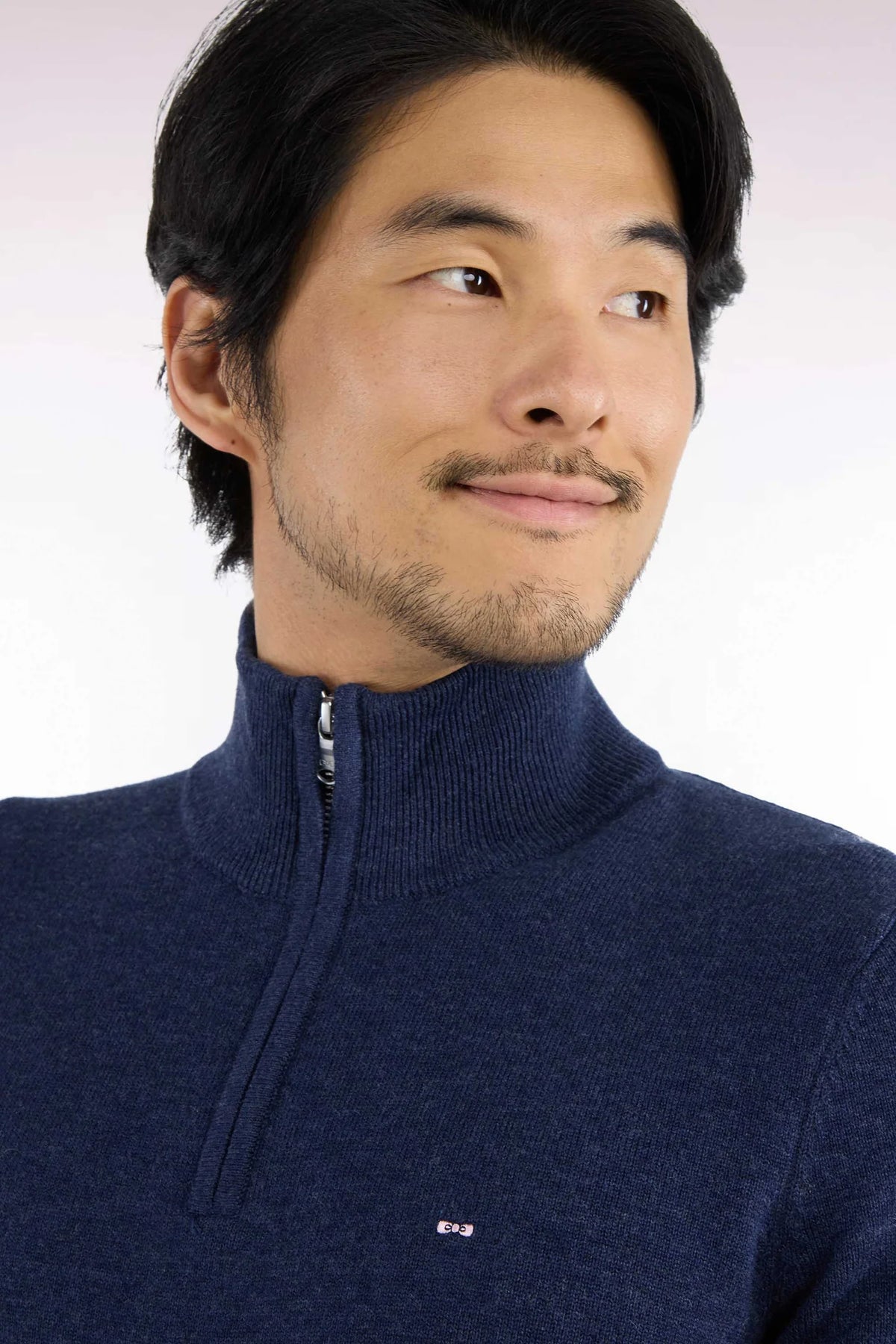 Eden Park - Wool Blend Trucker Neck Quarter-Zip, Blue