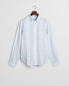 GANT - Reg Linen Linen Stripe Shirt, Capri Blue